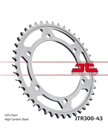 corona moto jt sprockets de acero de 43 dientes jtr300 43