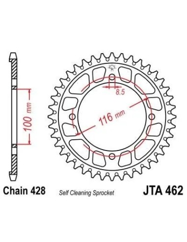 corona de aluminio moto 52 dientes 46252aljts