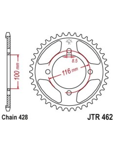 corona de aluminio moto 53 dientes p 428 jtr462 53al