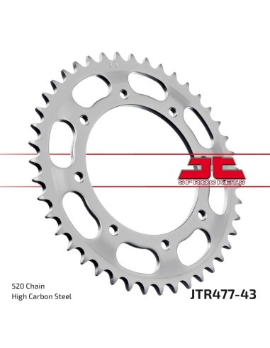 corona moto jt sprockets de acero de 43 dientes jtr477 43