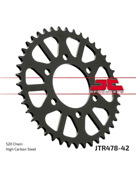 corona moto jt sprockets de acero de 42 dientes jtr478 42