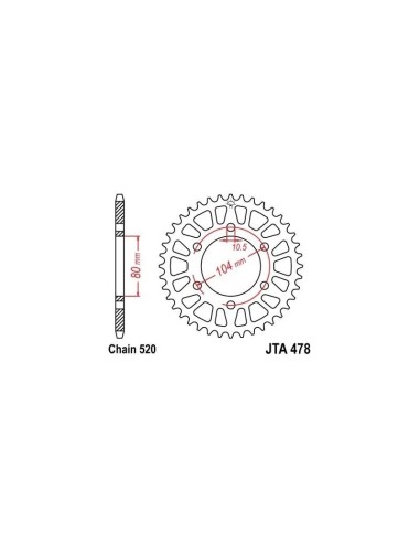 corona de aluminio moto 45 dientes 47845aljts
