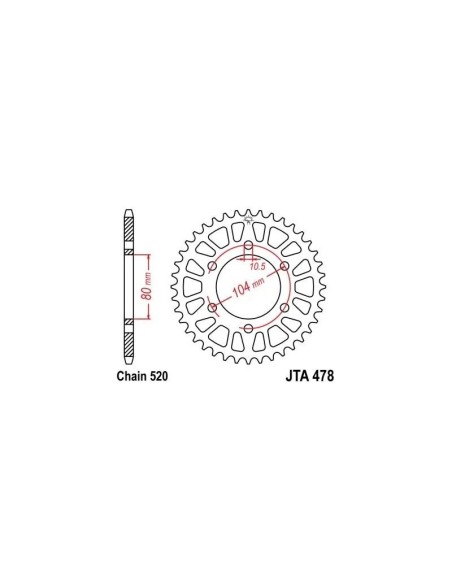 corona de aluminio moto 45 dientes 47845aljts