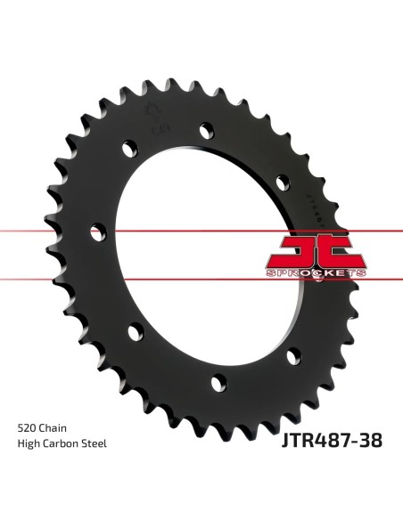 corona moto jt sprockets de acero de 38 dientes jtr487 38