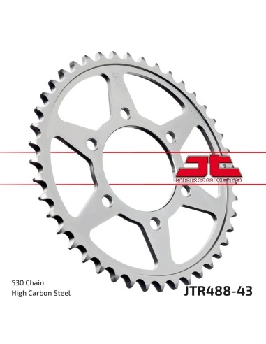 corona moto jt sprockets de acero de 43 dientes jtr488 43