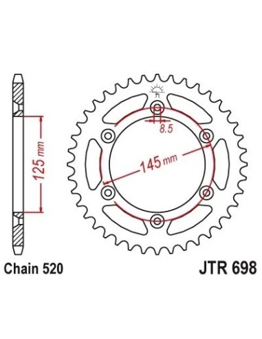 corona moto de acero jt sprockets jtr698 41