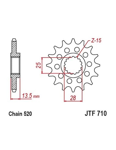 pinon aprilia tuono factory 660 16 dientes con goma jt sprockets jtf710 16rb