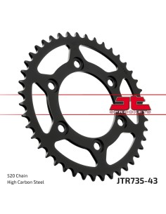corona moto jt sprockets de acero de 43 dientes jtr735 43