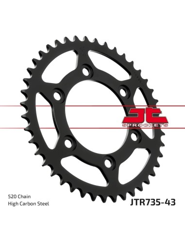 corona moto jt sprockets de acero de 43 dientes jtr735 43