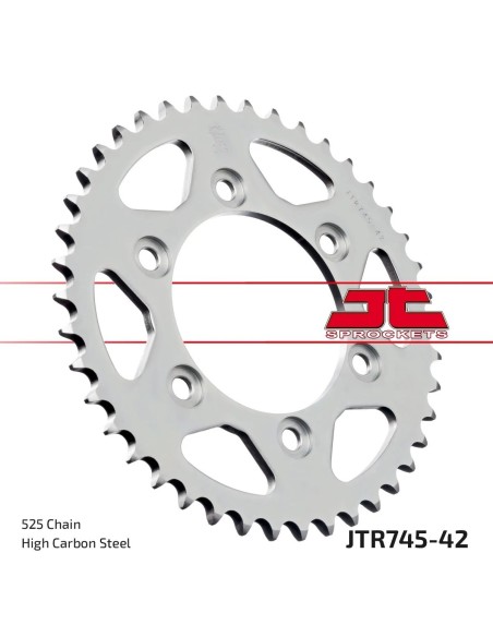 corona moto jt sprockets de acero de 42 dientes jtr745 42