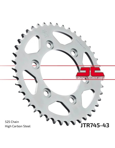 corona moto jt sprockets de acero de 43 dientes jtr745 43