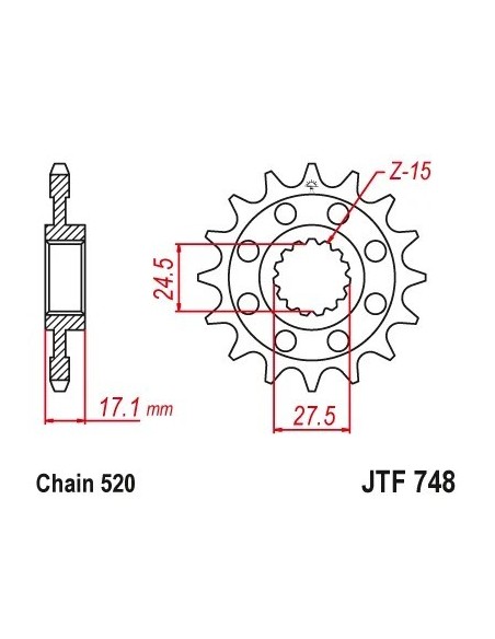 pinon jt sprockets ducati panigale jtf748 15rb paso 520