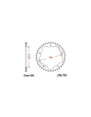 corona de aluminio jt sprockets moto 38 dientes p 520 75138aljts