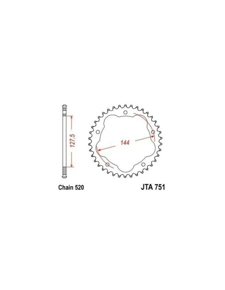 corona de aluminio jt sprockets moto 38 dientes p 520 75138aljts