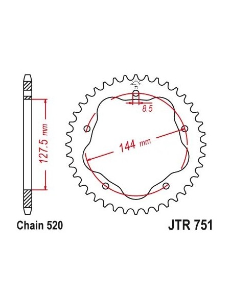corona de aluminio jt sprockets moto 40 dientes p 520 75140aljts