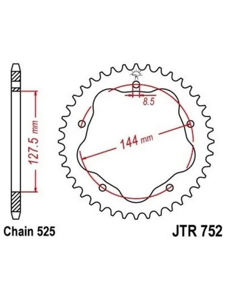 corona de aluminio jt sprockets moto 36 dientes p 525 75236aljts