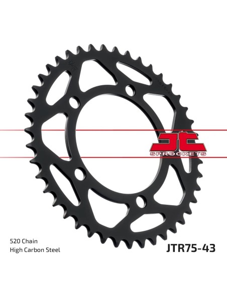 corona moto jt sprockets de acero de 43 dientes jtr75 43
