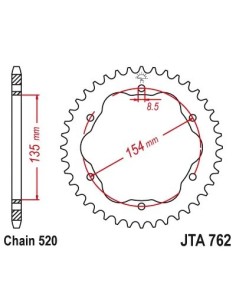 corona de aluminio jt sprockets moto 38 dientes 76238aljts