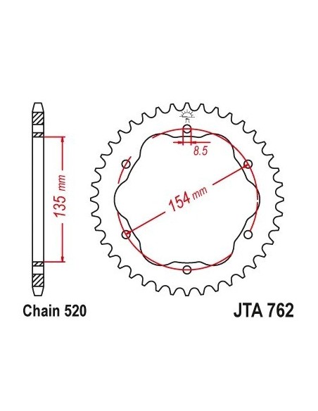 corona de aluminio jt sprockets moto 38 dientes 76238aljts