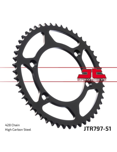 corona moto jt sprockets de acero de 51 dientes jtr797 51