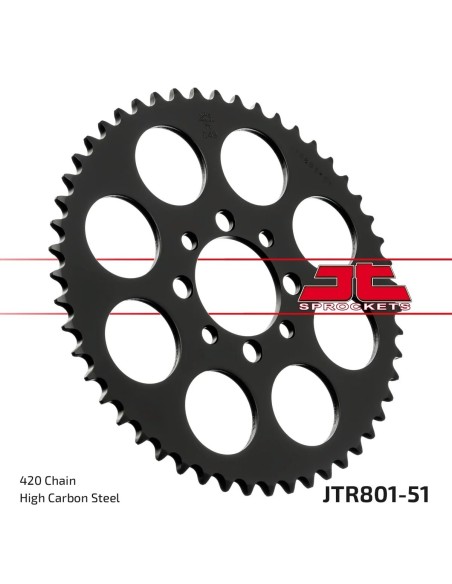 corona moto jt sprockets de acero de 51 dientes jtr801 51