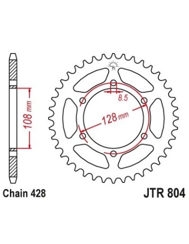corona moto jt sprockets de acero de 57 dientes jtr804 57