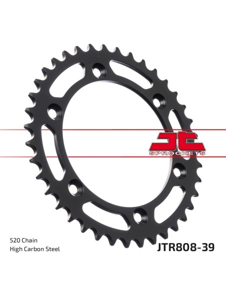 corona moto jt sprockets de acero de 39 dientes jtr808 39