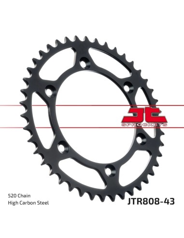 corona moto jt sprockets de acero de 43 dientes jtr808 43