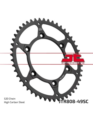 corona moto jt sprockets autolimpiable con 49 dientes jtr808 49sc