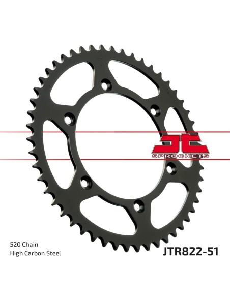 corona moto jt sprockets de acero de 51 dientes jtr822 51