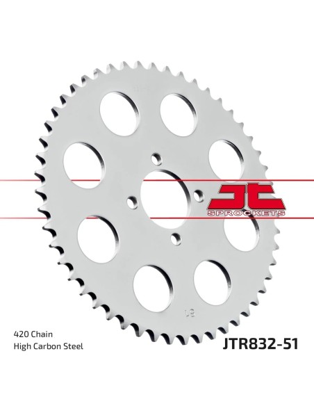 corona moto jt sprockets de acero de 51 dientes jtr832 51