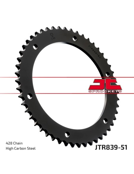 corona moto jt sprockets de acero de 51 dientes jtr839 51