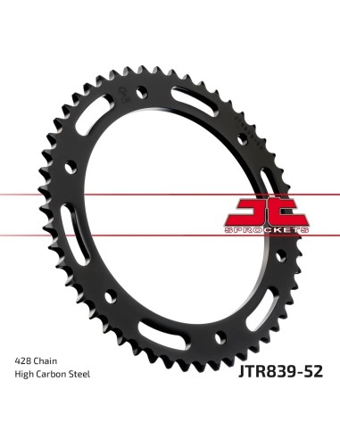corona moto jt sprockets de acero de 52 dientes jtr839 52