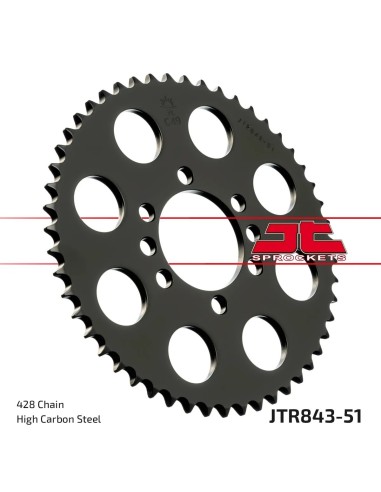 corona moto jt sprockets de acero de 51 dientes jtr843 51