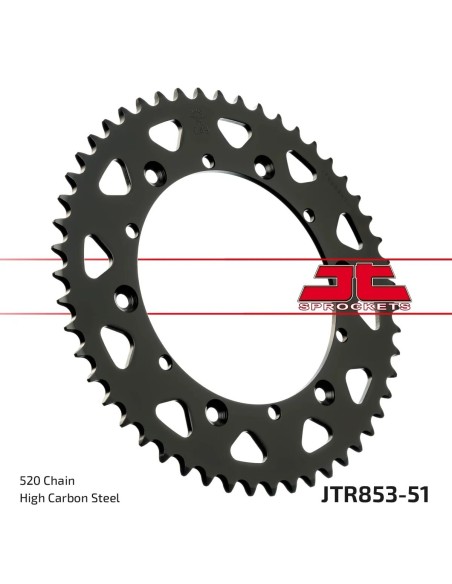 corona moto jt sprockets de acero de 51 dientes jtr853 51