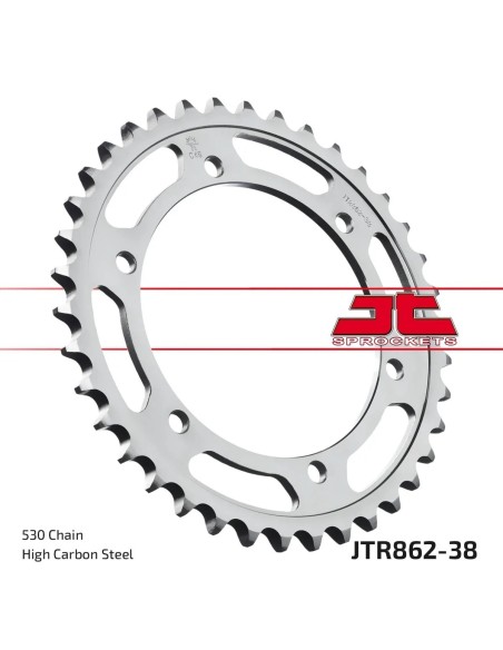 corona moto jt sprockets de acero de 38 dientes jtr862 38