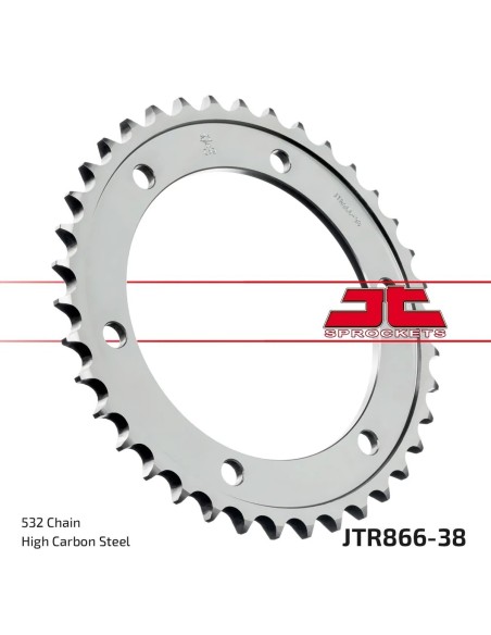 corona moto jt sprockets de acero de 38 dientes jtr866 38