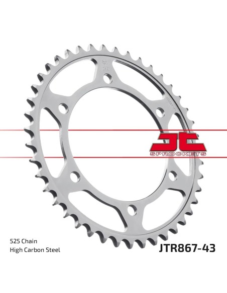 corona moto jt sprockets de acero de 43 dientes jtr867 43