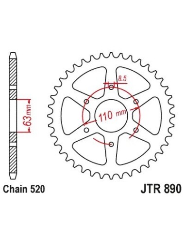 corona ktm rc 390 44 dientes jt sprockets jtr890 44zbk
