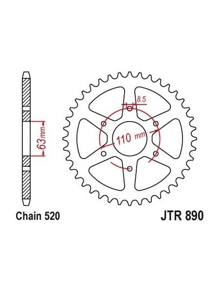 corona ktm rc 390 44 dientes jt sprockets jtr890 44zbk