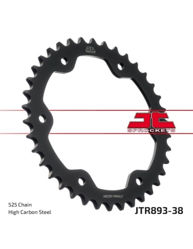 corona moto jt sprockets de acero de 38 dientes jtr893 38zbk