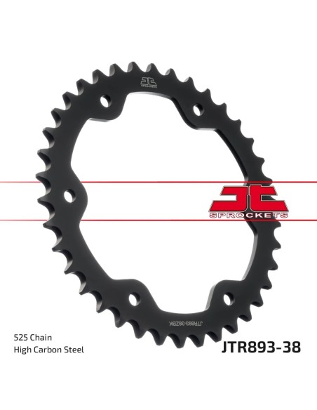 corona moto jt sprockets de acero de 38 dientes jtr893 38zbk