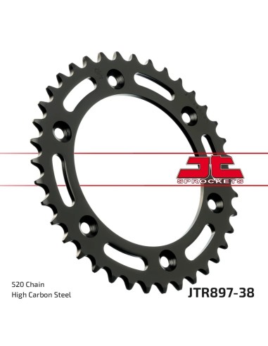 corona moto jt sprockets de acero de 38 dientes jtr897 38