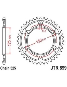 corona moto jt sprockets de acero de 42 dientes jtr899 42zbk 2