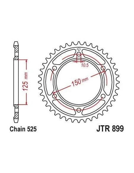 corona moto jt sprockets de acero de 42 dientes jtr899 42zbk