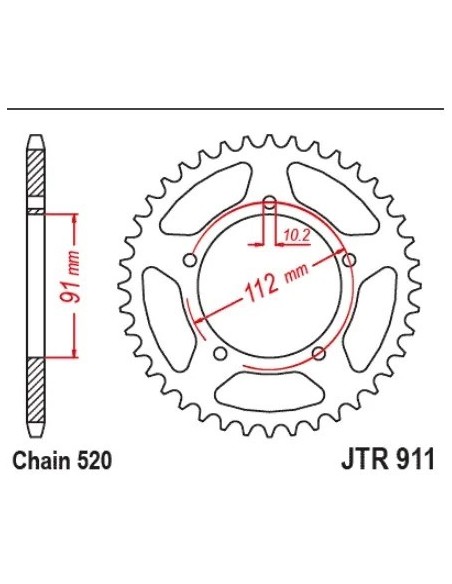 corona jt sprockets para zontes 125 46 dientes paso 520 jtr911 46