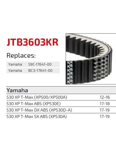 correa variador moto jt kevlar yamaha premium jtb3603kr