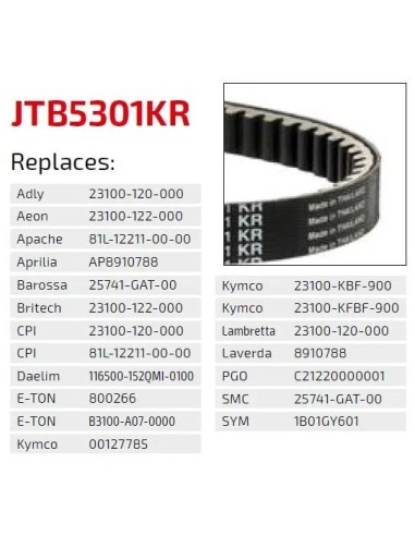 correa moto jt kevlar kymco premium jtb5301kr