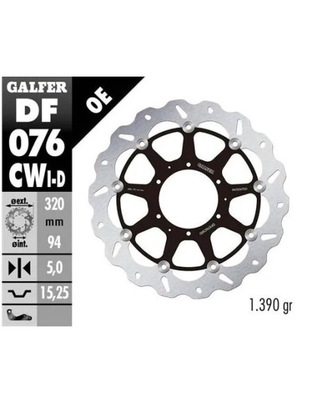 disco freno moto flotante galfer wave 320x5m df076