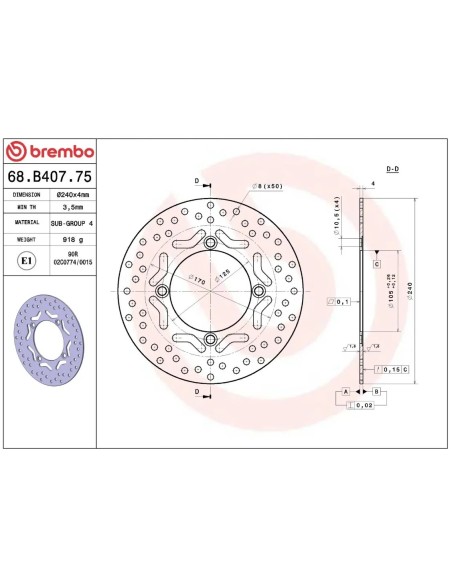 disco de freno moto brembo fijo serie oro 68b40775